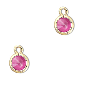 Anh&auml;nger Kristallglas Rund Dark pink-gold