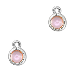 Anh&auml;nger Kristallglas Rund Light pink-silver