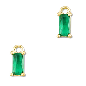 Anh&auml;nger Kristallglas Rechteck Emerald green-gold