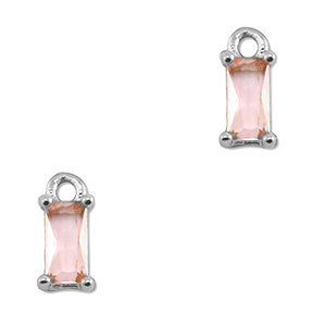 Anh&auml;nger Kristallglas Rechteck Light pink-silver