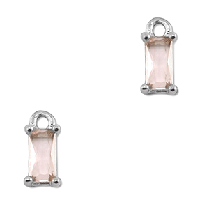 Anh&auml;nger Kristallglas Rechteck Peach-silver