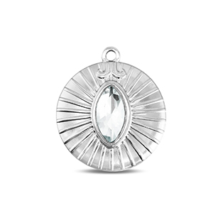 BY31&reg; Stainless Steel - Rostfrei Stahl Anh&auml;nger Rund Silver-crystal
