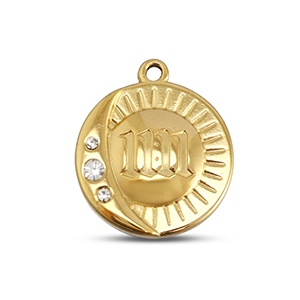 BY31&reg; Stainless Steel - Rostfrei Stahl Anh&auml;nger Rund mit 11:11 Gold