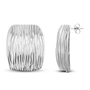 Ohrringe / Ohrstecker aus Stainless Steel - Rostfreiem Stahl Rechteck Silver