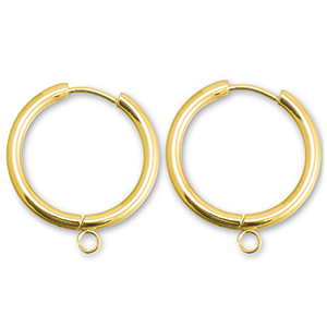 Ohrringe aus Stainless Steel - Rostfreiem Stahl Creolen mit &Ouml;se 19mm Gold