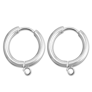 Ohrringe aus Stainless Steel - Rostfreiem Stahl Creolen mit &Ouml;se 17mm Silver