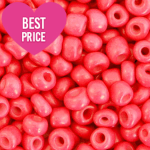Glasperlen Rocailles 8/0 (3mm) Coral red