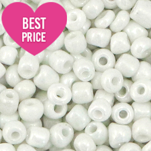 Glasperlen Rocailles 8/0 (3mm) Bright white pearl