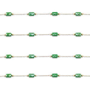 Stainless Steel - Rostfrei Stahl Schmuckzubeh&ouml;r Gliederkette Oval Gold-green