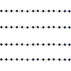 Stainless Steel - Rostfrei Stahl Schmuckzubeh&ouml;r Gliederkette Rund Gold-dark blue
