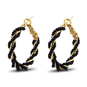 Trendy Ohrringe Perlen Twisted Black-gold