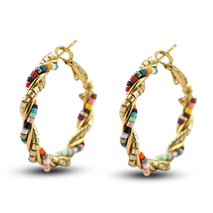 Trendy Ohrringe Perlen Twisted Multicolour-gold
