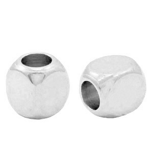 Metall Perlen DQ Cube 4mm Antik silber (Nickelfrei)