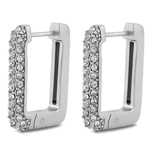 Ohrringe aus Stainless Steel - Rostfreiem Stahl Creolen Rechteck Silver
