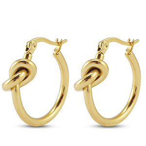 Ohrringe aus Stainless Steel - Rostfreiem Stahl Creolen Knoten Gold