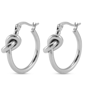Ohrringe aus Stainless Steel - Rostfreiem Stahl Creolen Knoten Silver