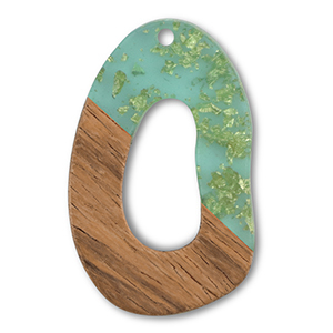 Holz Anh&auml;nger Irregular Green transparent-gold-brown