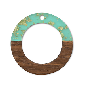 Holz Anh&auml;nger Rund Green transparent-gold-brown