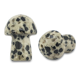 Naturstein Anh&auml;nger Dalmatiner Jaspis Fliegenpilz Greige-black