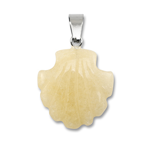 Naturstein Anh&auml;nger Chalcedon (Quarz) Muschel Light orange