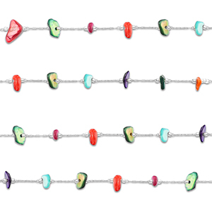 Stainless Steel - Rostfrei Stahl Schmuckzubeh&ouml;r Gliederkette Irregular Silver-multicolour