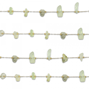 Stainless Steel - Rostfrei Stahl Schmuckzubeh&ouml;r Gliederkette Prehnit Irregular Gold-light green