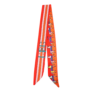 Bandana Schal mit Pferd/Gerade Linien Red-pink-orange