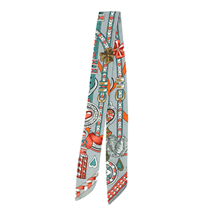 Bandana Schal mit Herz/Lederriemen Grey-teal green-light red