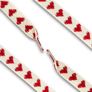 Trendy Schn&uuml;rsenkel  mit Herz Off white-red