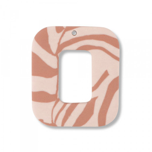 Polymer Anh&auml;nger Viereck Light peach pink-light brown