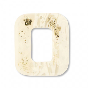 Polymer Anh&auml;nger Viereck Off white-beige-gold
