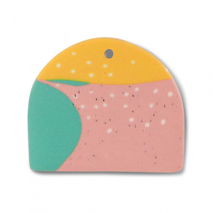 Polymer Anh&auml;nger Green-pink-ochre yellow