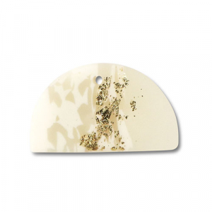 Polymer Anh&auml;nger Halbrund Off white-beige-gold