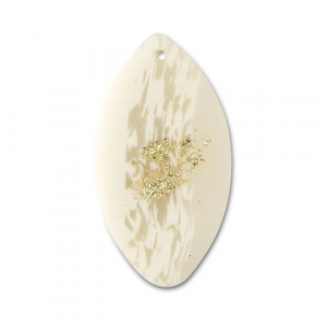 Polymer Anh&auml;nger Blatt Off white-beige-gold