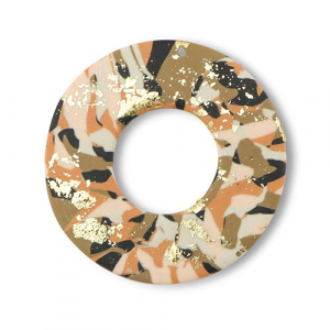 Polymer Anh&auml;nger Rund Brown-pink-white-gold