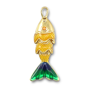 Metall Anh&auml;nger Fisch Gold-yellow-blue-green