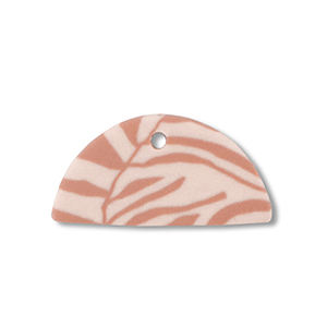 Polymer Anh&auml;nger Halbrund Light peach pink-light brown