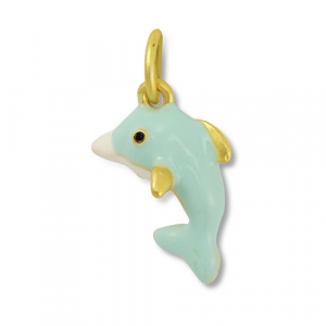 Metall Anh&auml;nger Delfin Mint green-white-gold