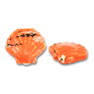 Perlen Keramik Muschel Orange-black