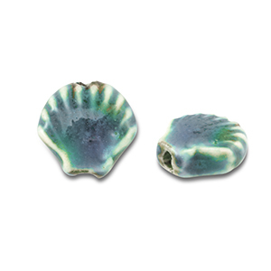 Perlen Keramik Muschel Teal blue