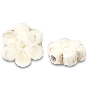 Perlen Keramik Blume Off white