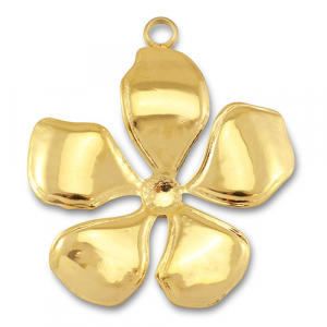 Stainless Steel - Rostfrei Stahl Anh&auml;nger Blume Gold