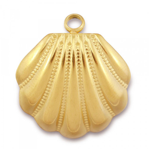 Stainless Steel - Rostfrei Stahl Anh&auml;nger Muschel Gold