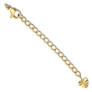 Stainless Steel - Rostfrei Stahl Schmuckzubeh&ouml;r Verl&auml;ngerungsketten Set Herz mit Karabinerverschluss Gold