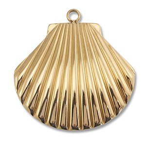 Stainless Steel - Rostfrei Stahl Anh&auml;nger Muschel Gold