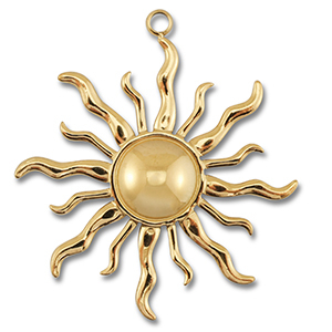 Stainless Steel - Rostfrei Stahl Anh&auml;nger Sonne Gold