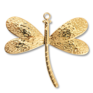 Stainless Steel - Rostfrei Stahl Anh&auml;nger Libelle Gold