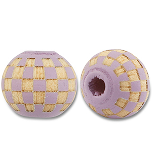 Holzperlen Rund 10mm Patrone Light purple-natural