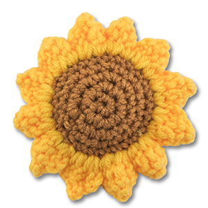 Geh&auml;kelte Sunnenblume Yellow-brown
