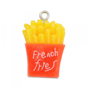 Resin Anh&auml;nger Frites Coral red-yellow